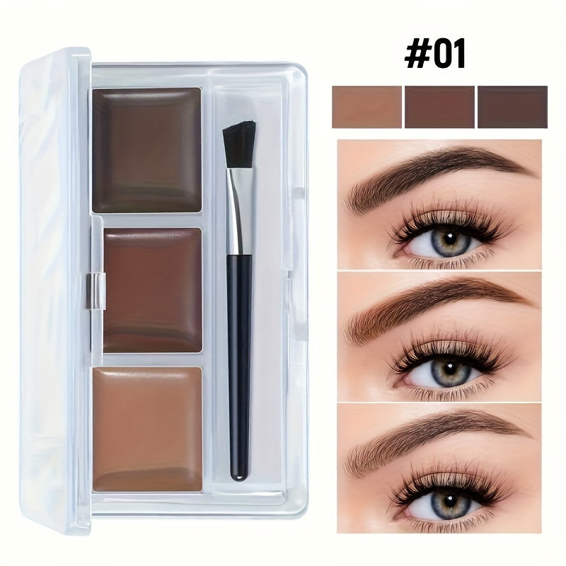 Женская помада для бровей 3-цветная водостойкая стойкая с кисточкой