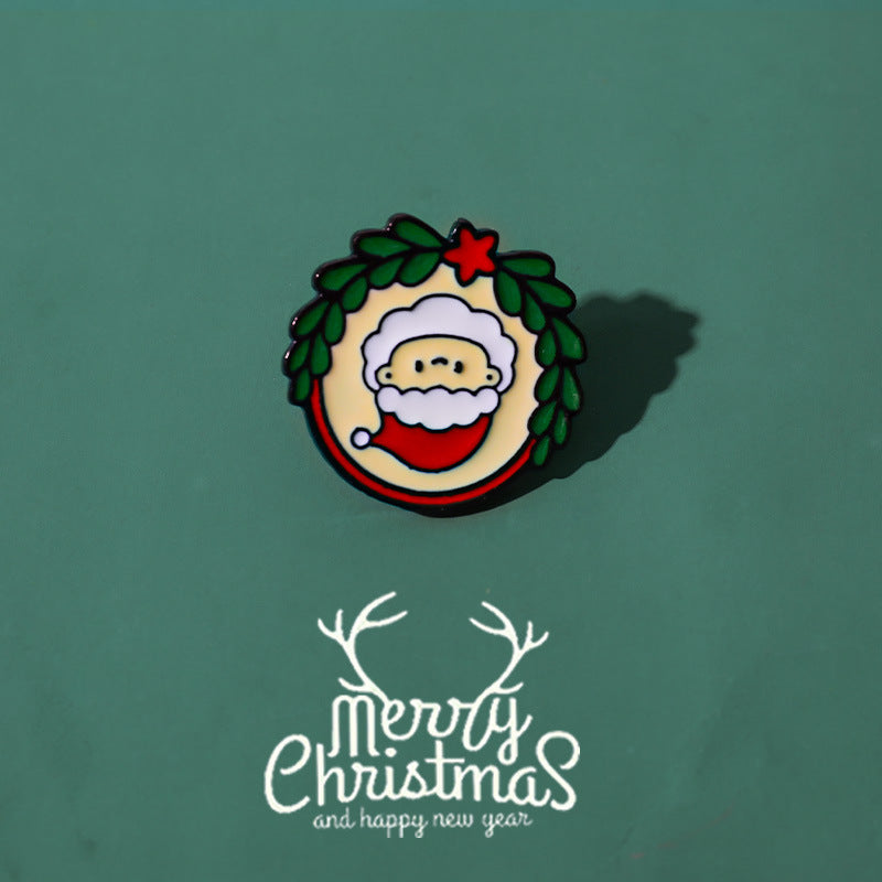 10 Christmas Brooches Santa Claus Elk Cartoon Style Fashion Pins Collar Buttons