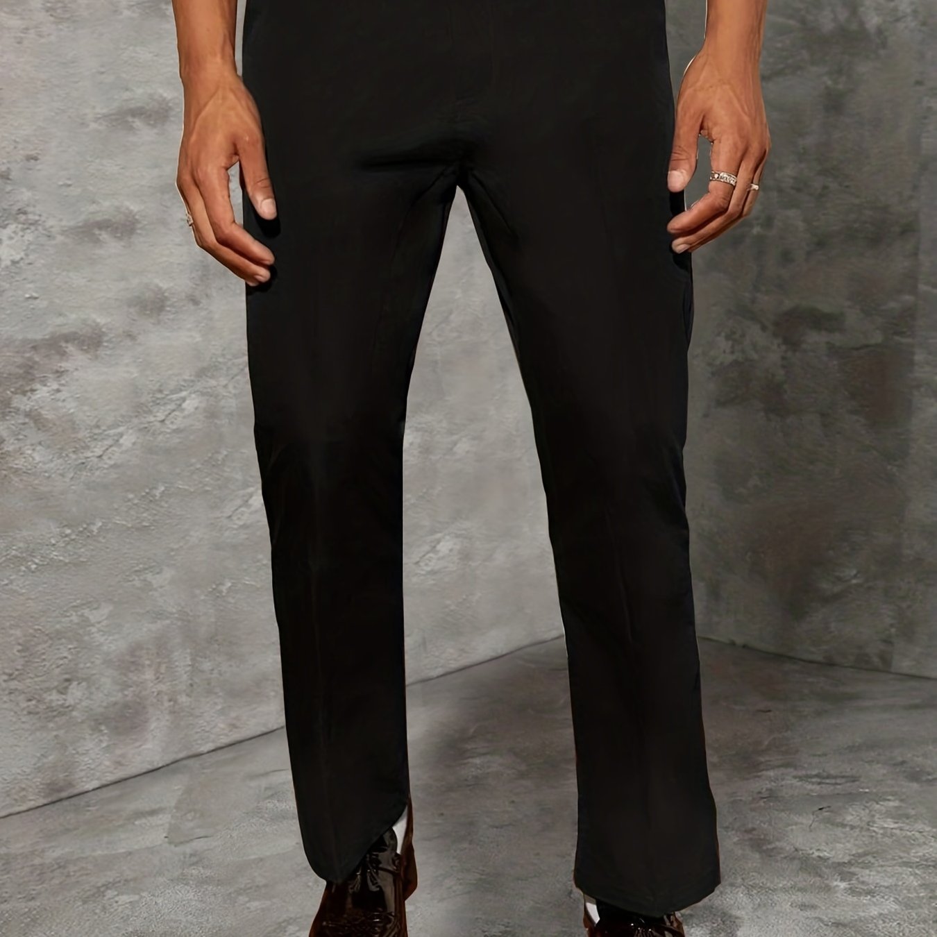 Men's Plus Size Casual Business Solid Polyester Pants