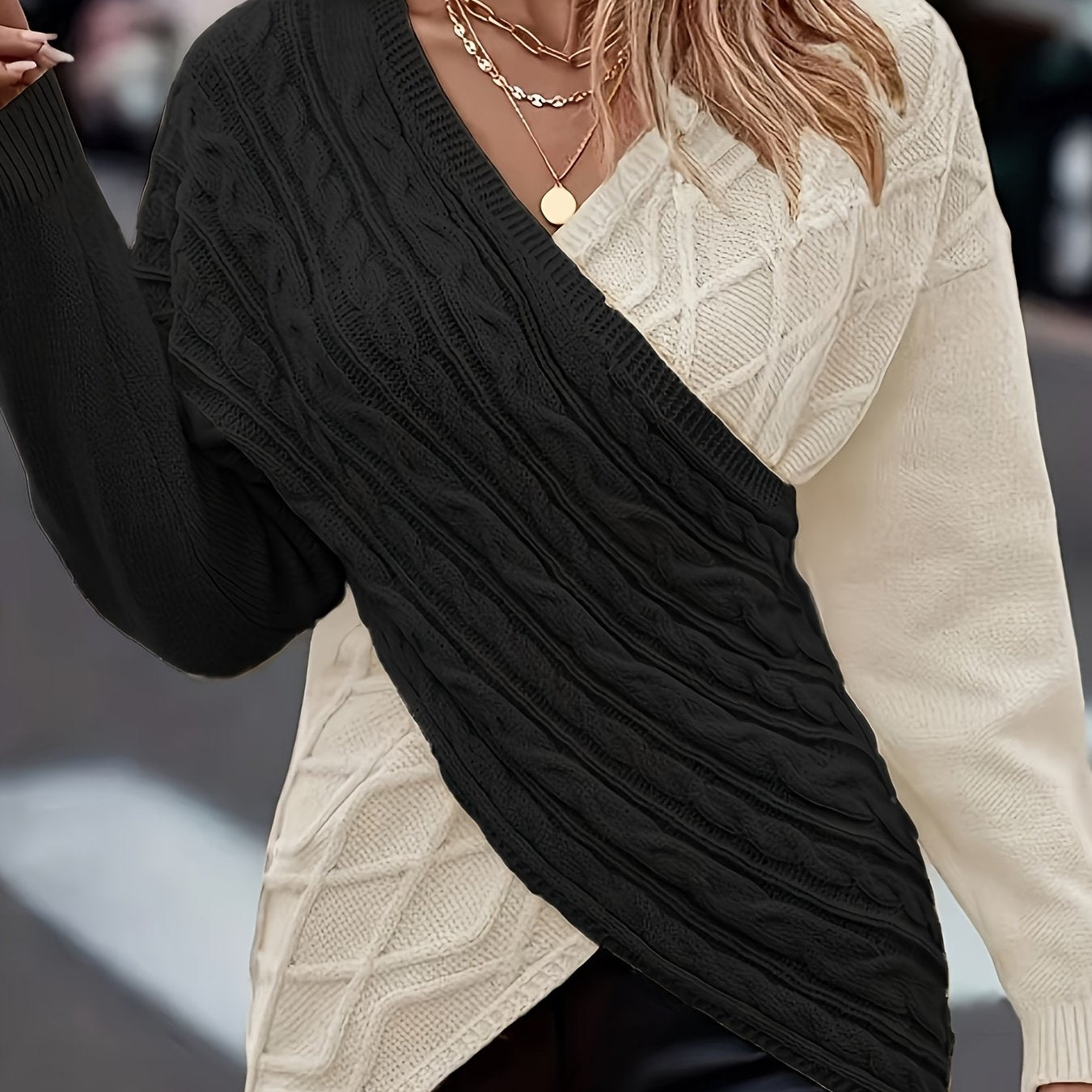 Plus Size ayollar uchun uzun sleeve casual sviter ko‘p funksiyali moda