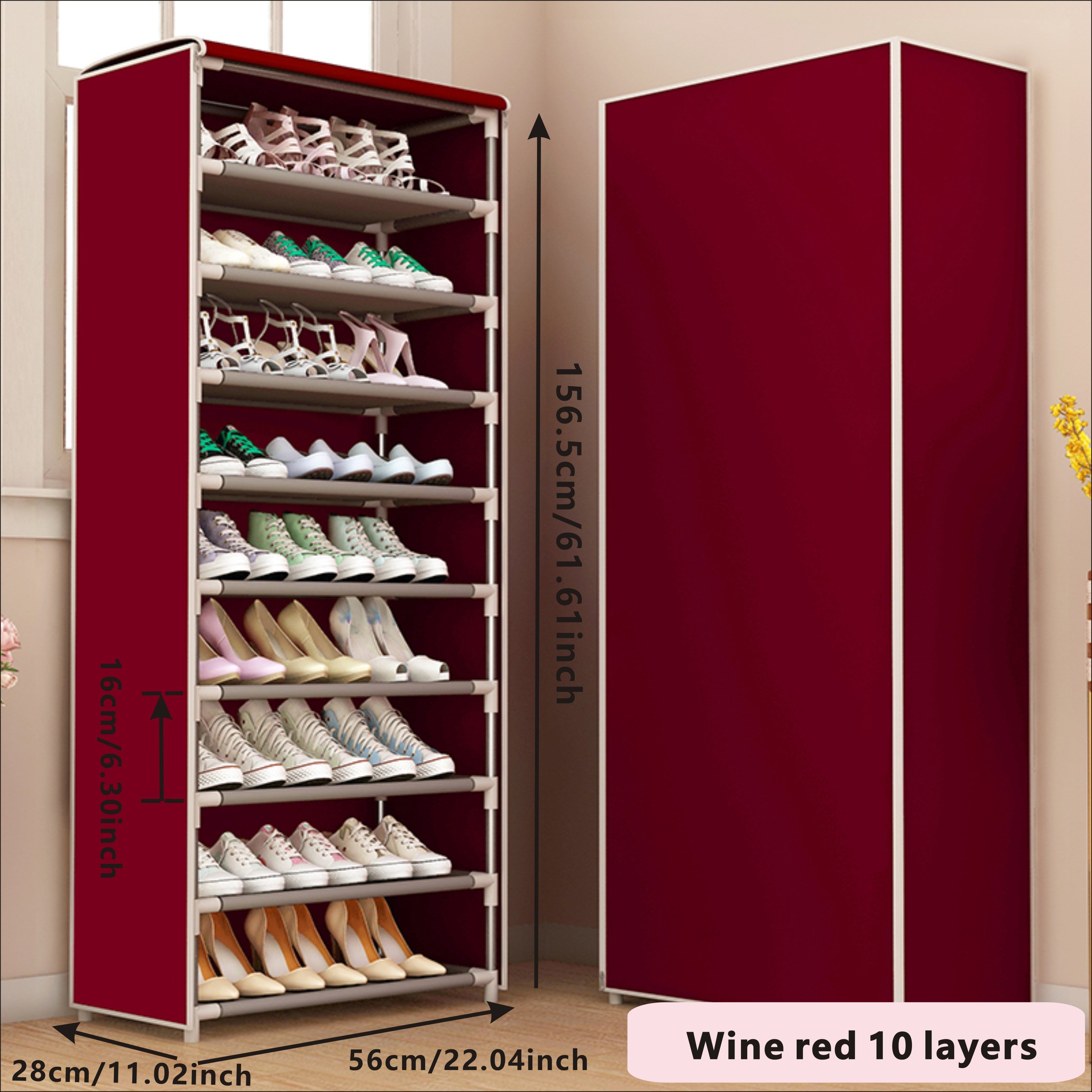 Durable Shoe Storage Cabinet with Fabric Zipper Cover for Hallways and Closets