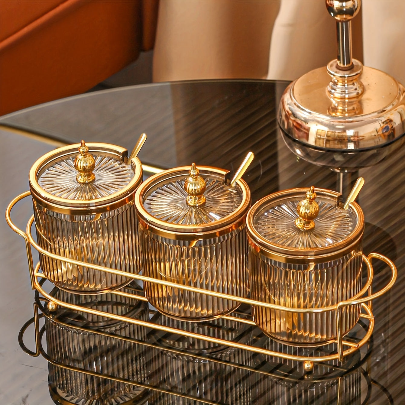 Kitchen Spice Jar Set with Containers, Lids, Tray and Spoon for Food Storage