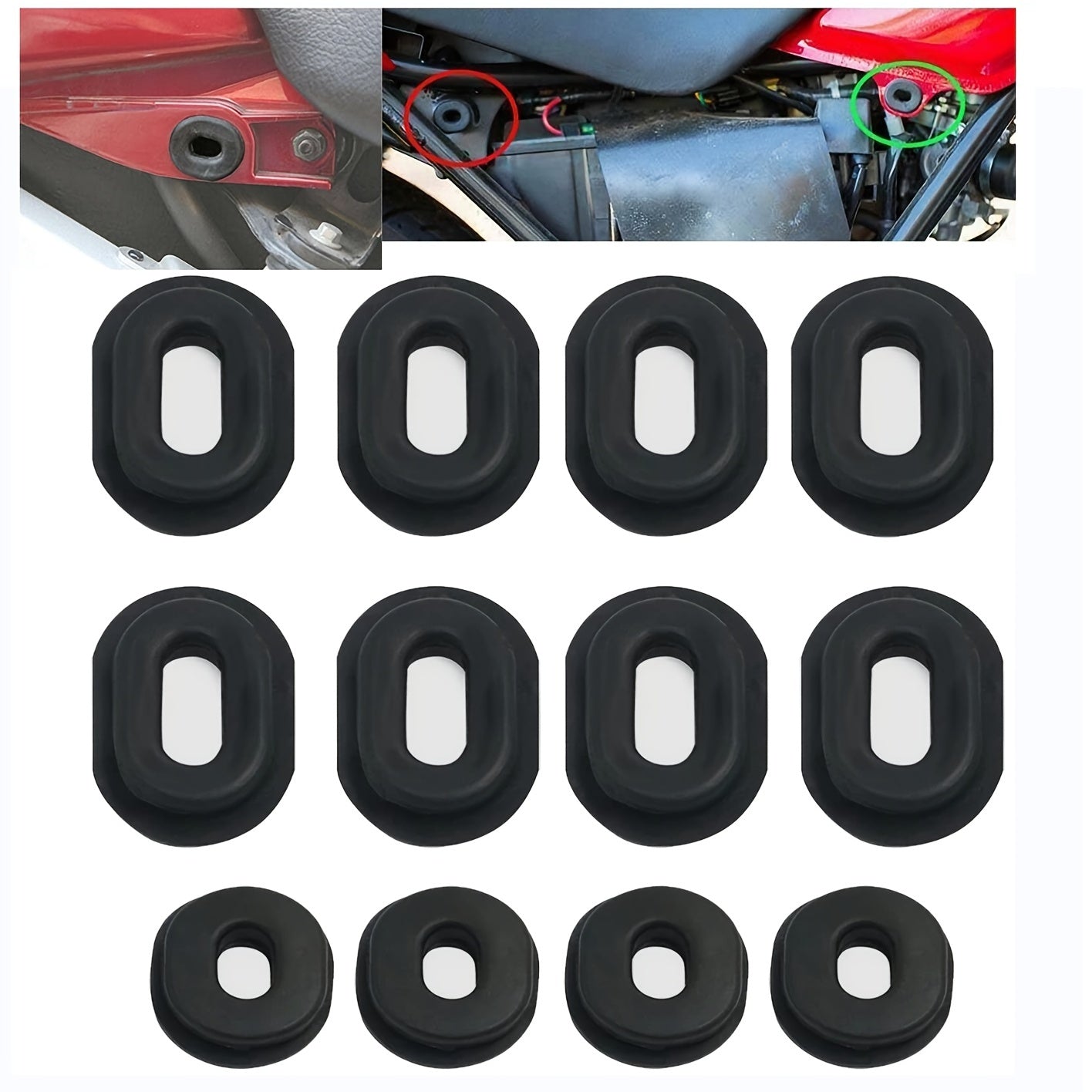 12 Pcs Motorcycle Rubber Grommets Bolts Panel Cover Fairing Washers