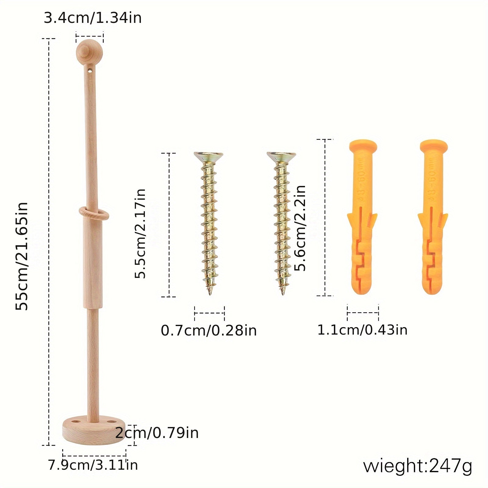 Soporte de pared de madera para móvil con colgadores ajustables y fijos para decoración de habitación
