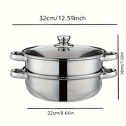 Ikki qatlamli zanglamaydigan po'latdan yasalgan sho'rva qozoni bug'irovchi