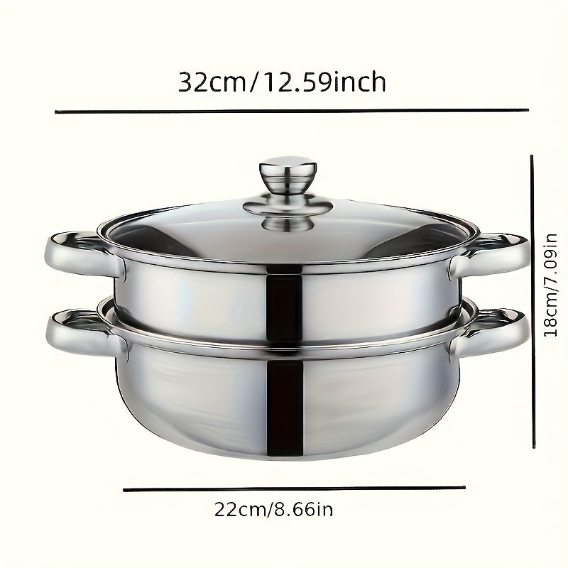 Ikki qatlamli zanglamaydigan po'latdan yasalgan sho'rva qozoni bug'irovchi