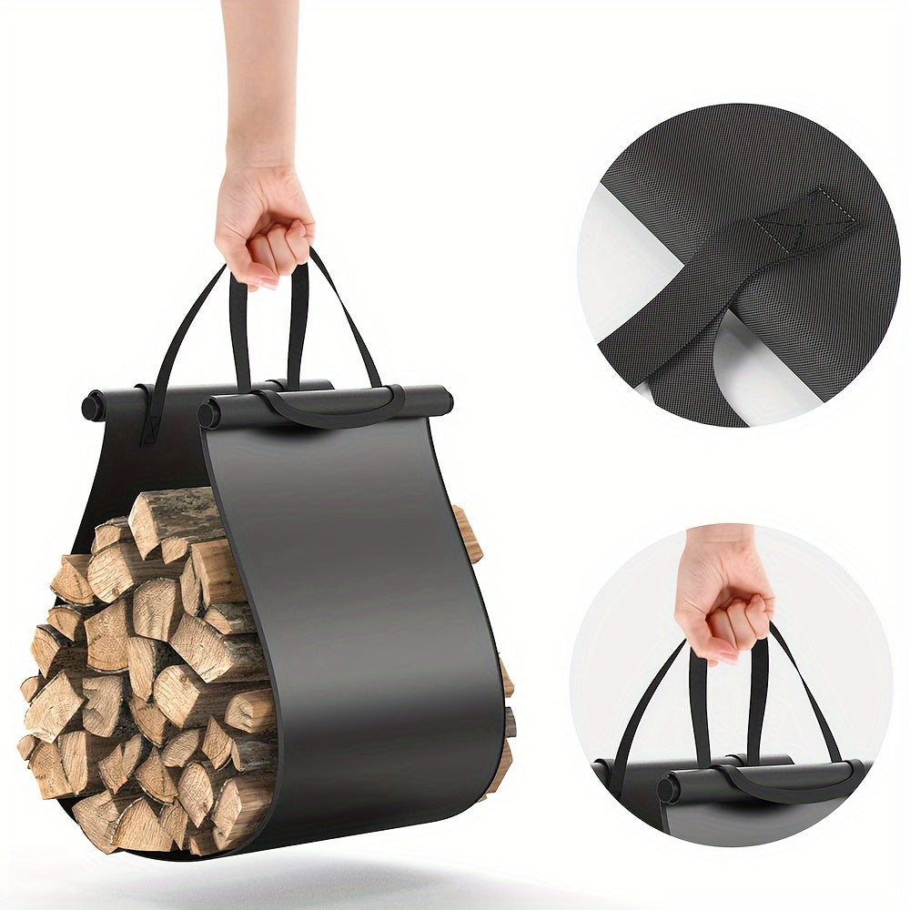 Rustic Metal Firewood Rack Indoor Outdoor Weatherproof Log Holder