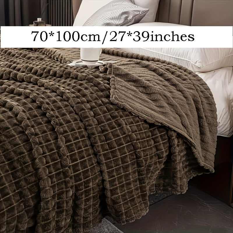 Плед из искусственного кроличьего меха в клетку - теплый и уютный плед для дивана, кровати или софы - мягкий и успокаивающий плед