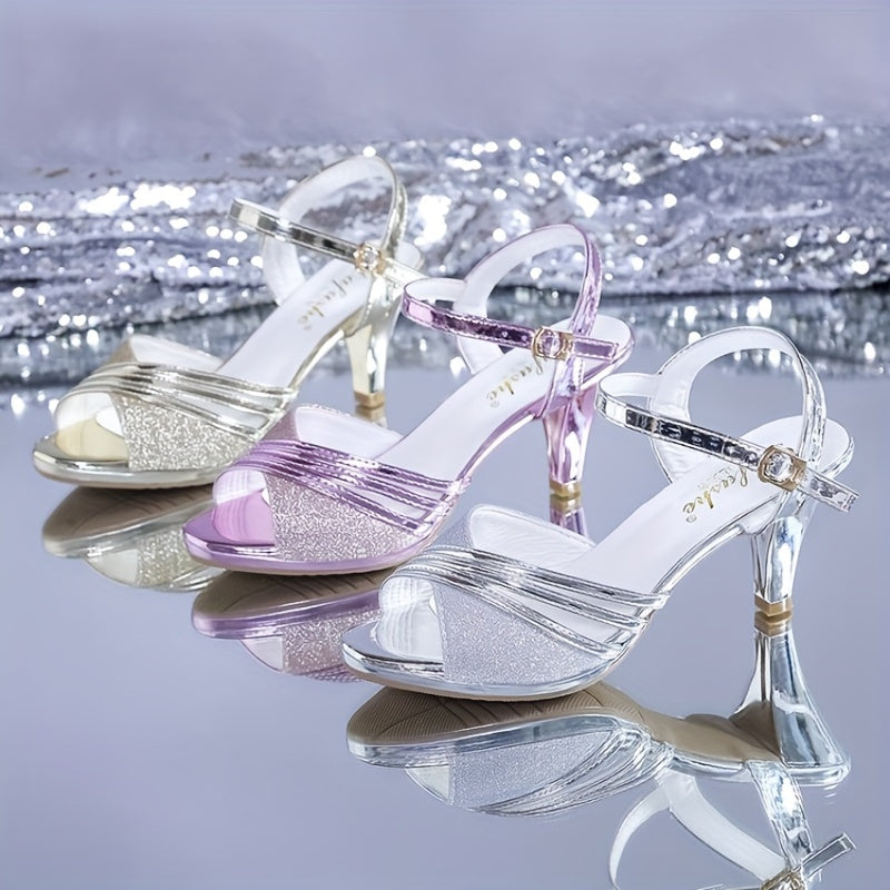 Women's Summer Peep-Toe Buckle High Heels Stylish Comfortable Shoes