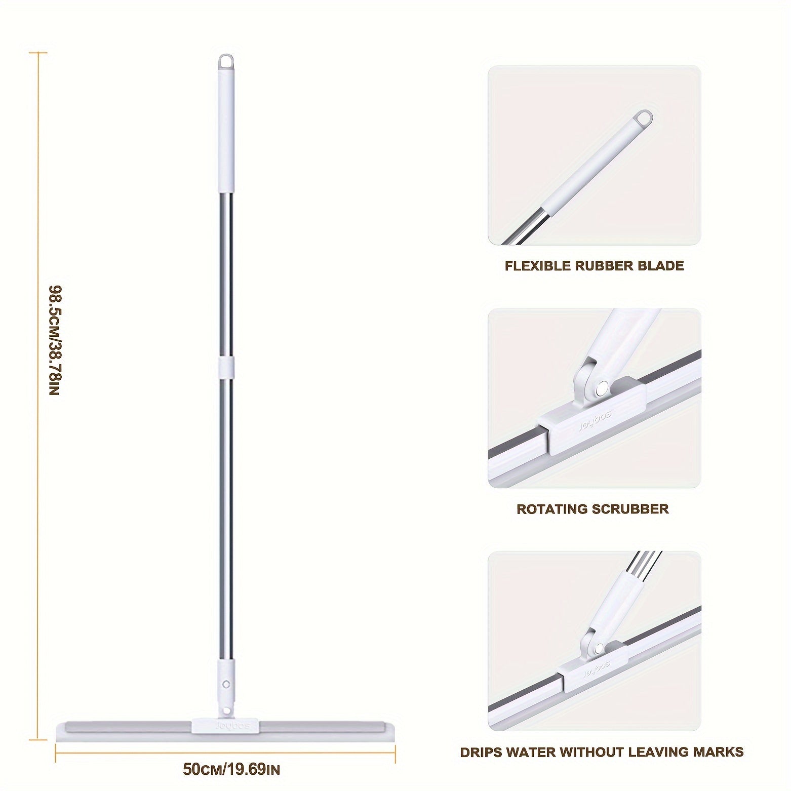 Mustahkam PP materialidan tayyorlangan tozalash vositasi: Hammabop sehrli supurgi, moslashuvchan silikon qizg'ich (49.99 sm) va zanglamaydigan po'latdan tayyorlangan tayoq bilan hammom, hojatxona, shisha va polni oson tozalash va suv artish uchun.