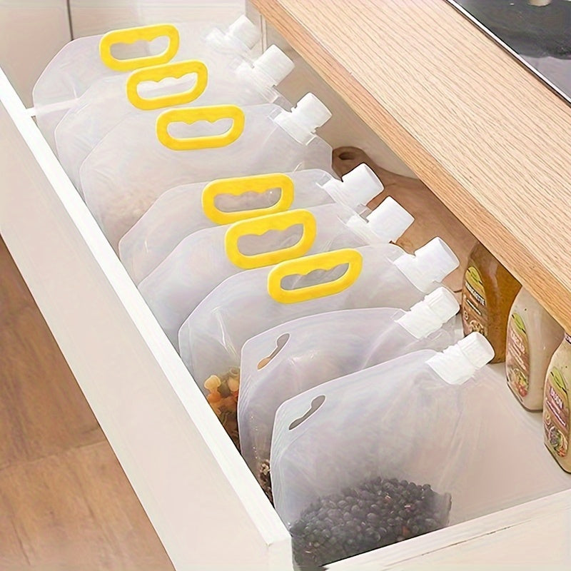 Набор из 3 стоячих мешков для хранения зерна с носиком для выливания, прозрачные пластиковые герметичные пакеты для круп, риса, муки - не требуется электропитание, решение для хранения риса