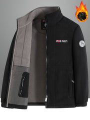 Men's Reversible Fleece Jacket Thick Warm Autumn Winter Fluffy Cardigan