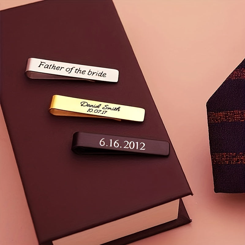 Men's Stainless Steel Tie Clip Engraved Wedding Valentine's Day Gift