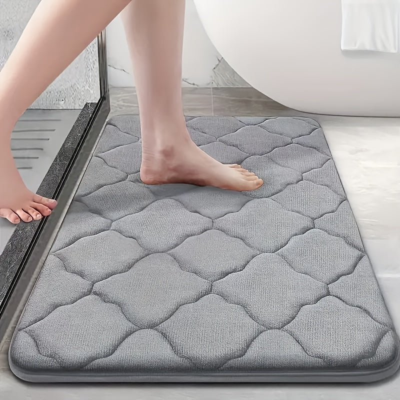 Coral Fleece Bath Mat Fast-Drying Slip-Resistant Geometric Design for Bathroom Kitchen Bedroom