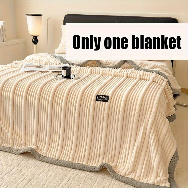 Manta moderna de pelo sintético a rayas para cama y sofá, para todas las estaciones, lavable a máquina