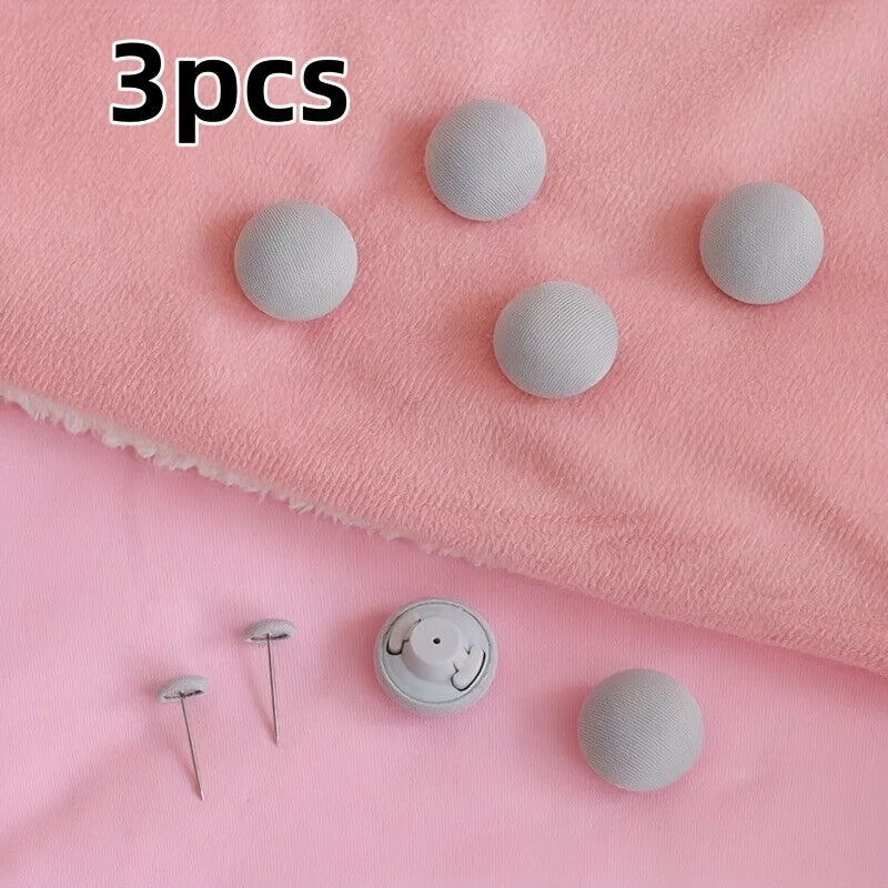 Set of 3 Grey Bedding Clips with Safety Lock Buckles for Duvets, Quilts, and Curtains