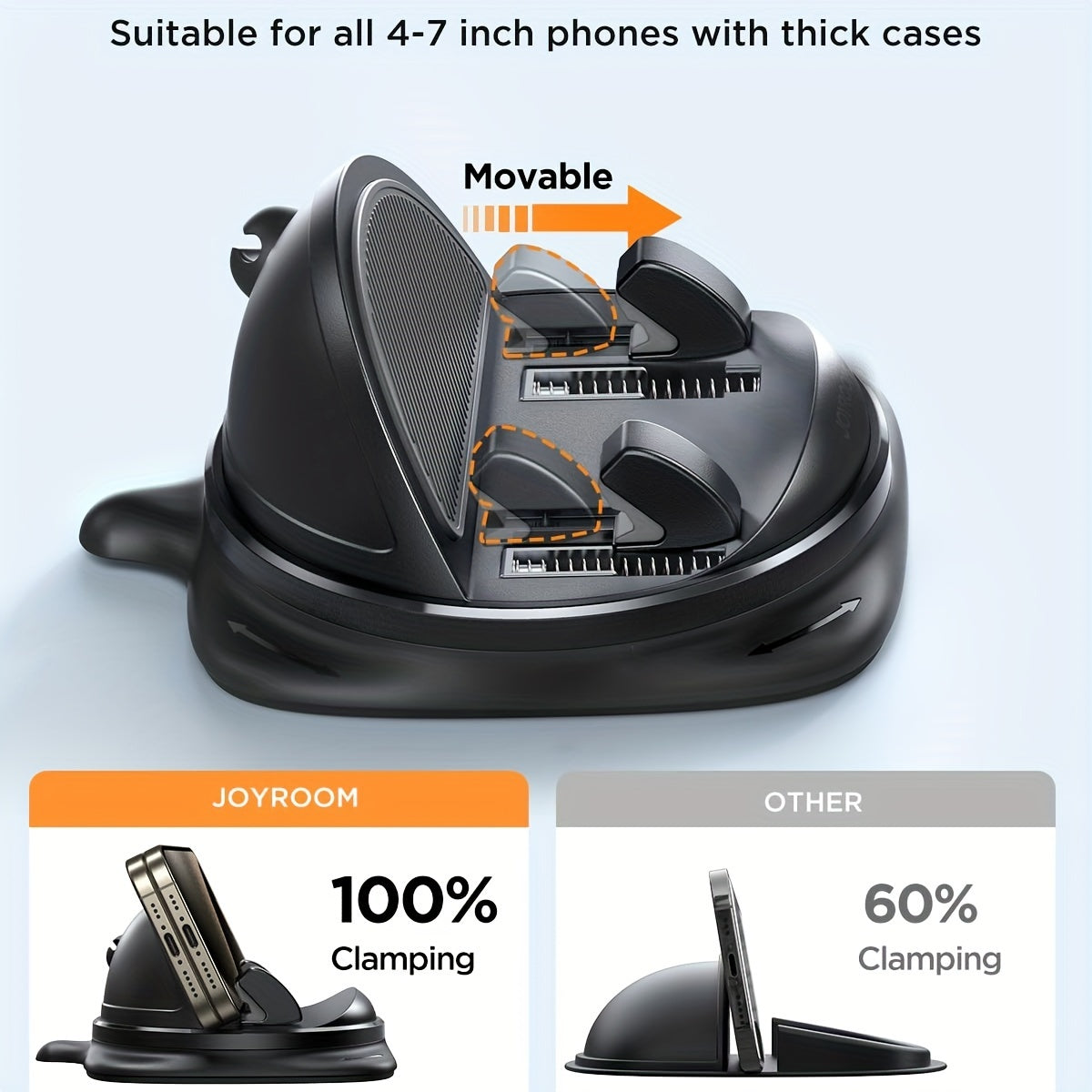 Adjustable Silicone Car Phone Holder Dashboard Mount 360° Rotatable Non-Slip