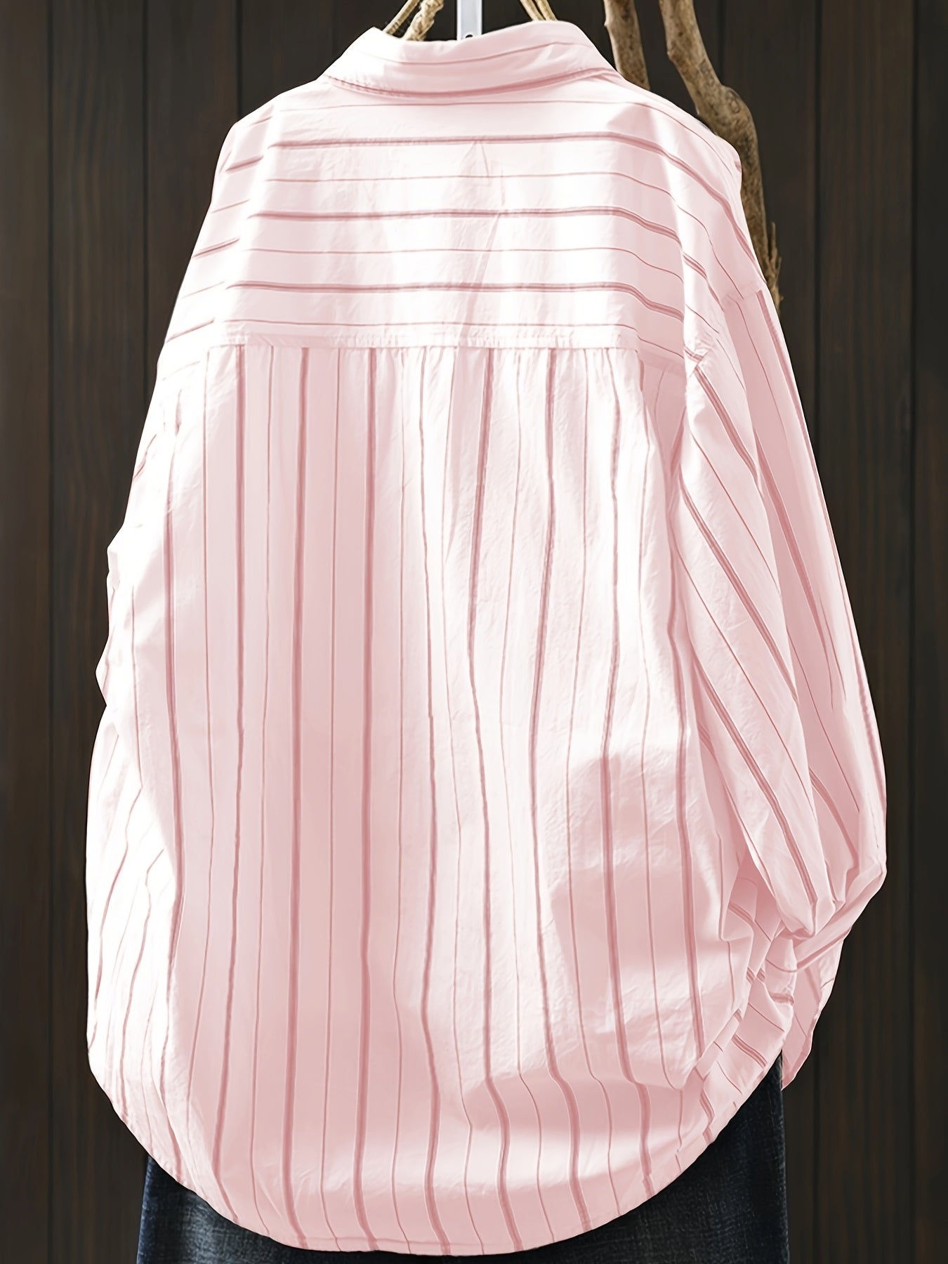 Женская блузка большого размера с длинным рукавом, повседневная в полоску, с лацканом и фруктовым принтом