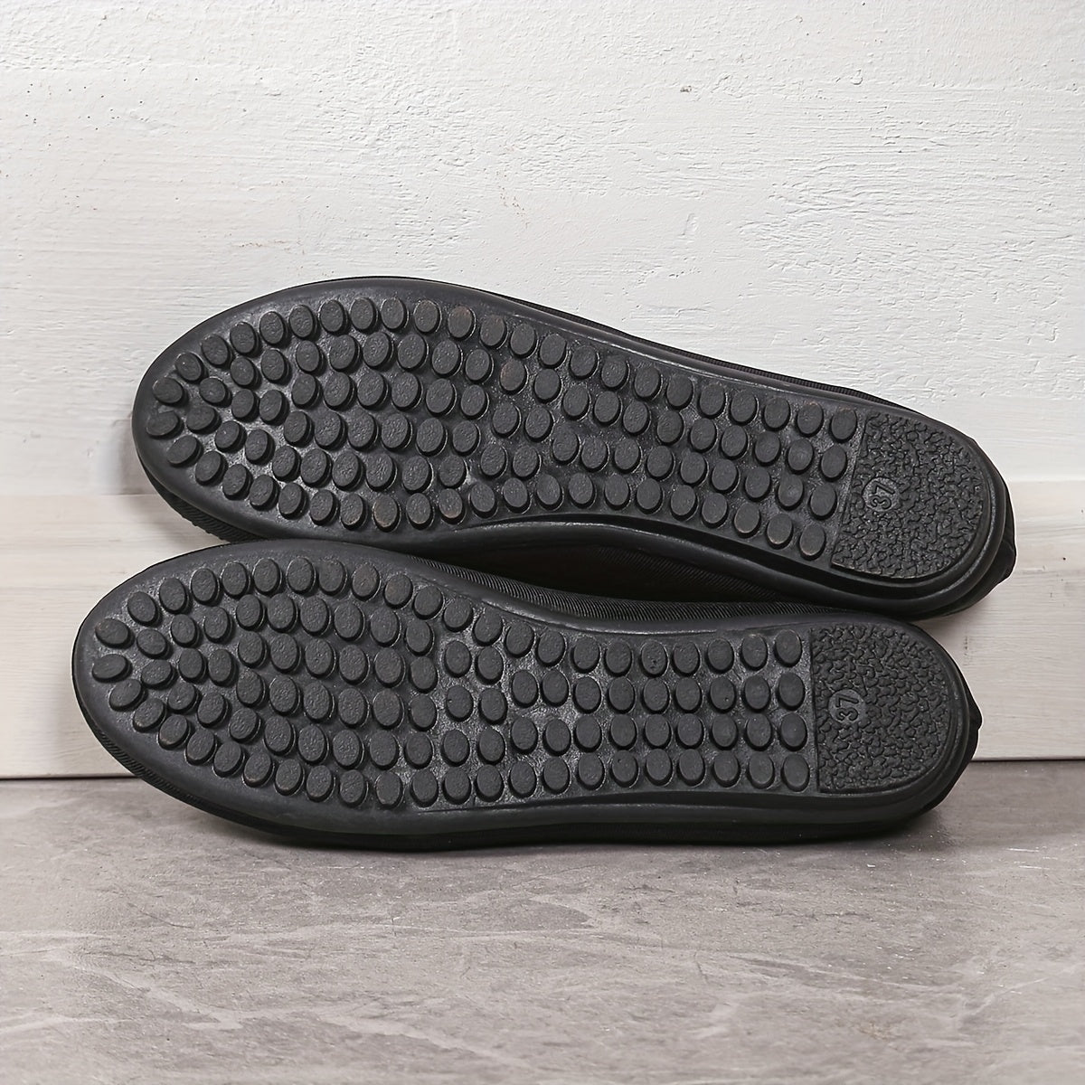 Women's Glittery Rhinestone-Embellished Slip-On Flats Black Fabric All-Season Shoes