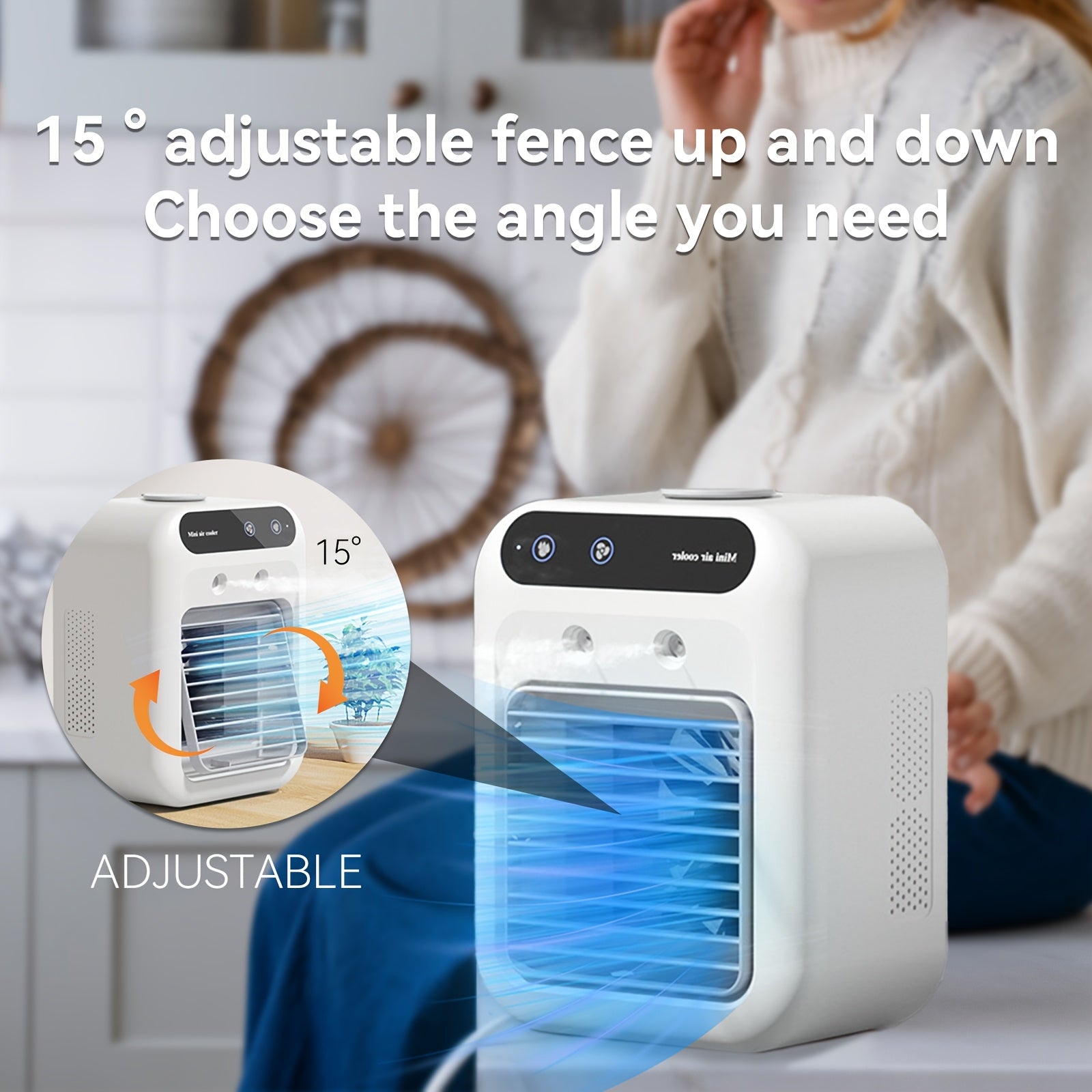 Portable desktop cooling fan with large tank capacity continuous spray low noise fast cooling USB rechargeable for bedroom office dorm outdoor camping car