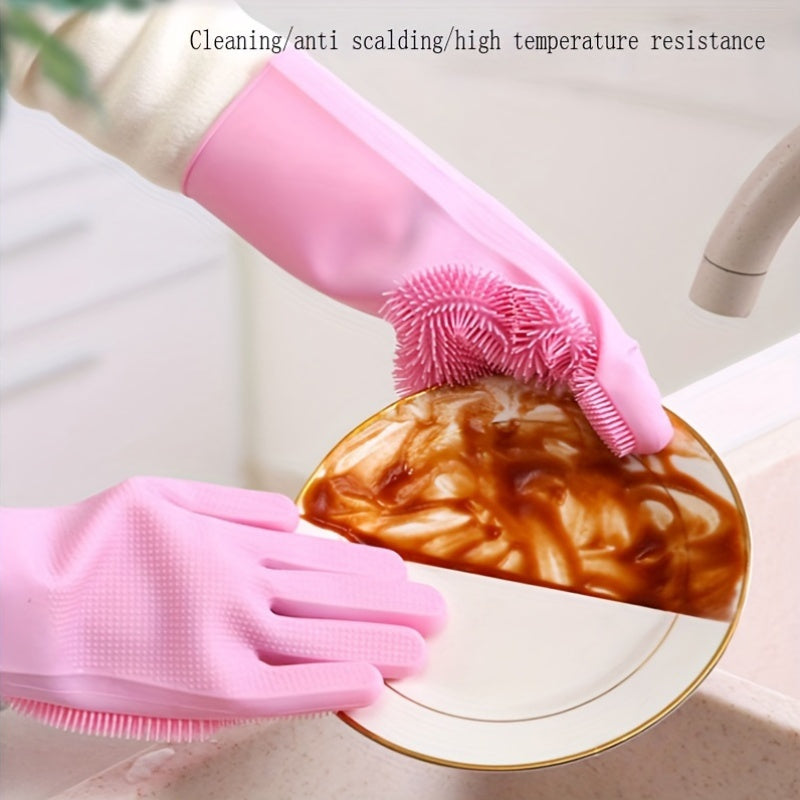 Waterproof Silicone Gloves for Kitchen Dishwashing and Pet Bathing High Temp Resistant