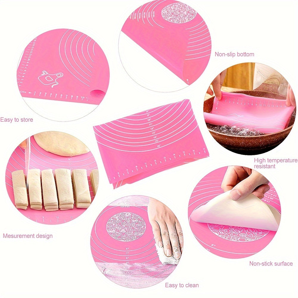 Silicone Pastry Mat Set Non-Stick Baking Mat Counter Mat Dough Board