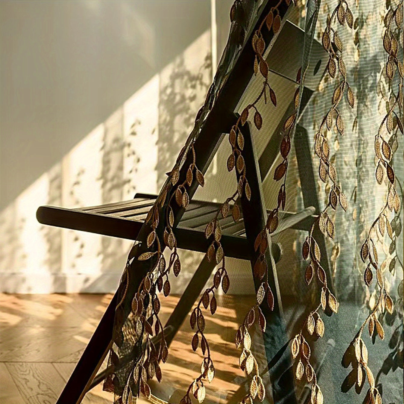 Bohemian Lace Gold Leaf Curtain for Living Room Bedroom Office Window Treatment