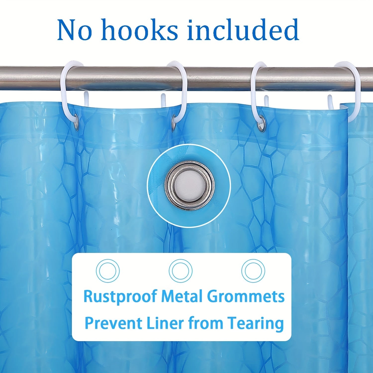 Blue Waterproof 3D Pebble Pattern Shower Curtain 72x72 Inches for Bathroom