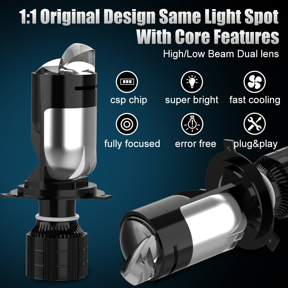 LED Headlights 50W for Cars and Motorcycles 12V 24V 5000K Dual Lens Bright