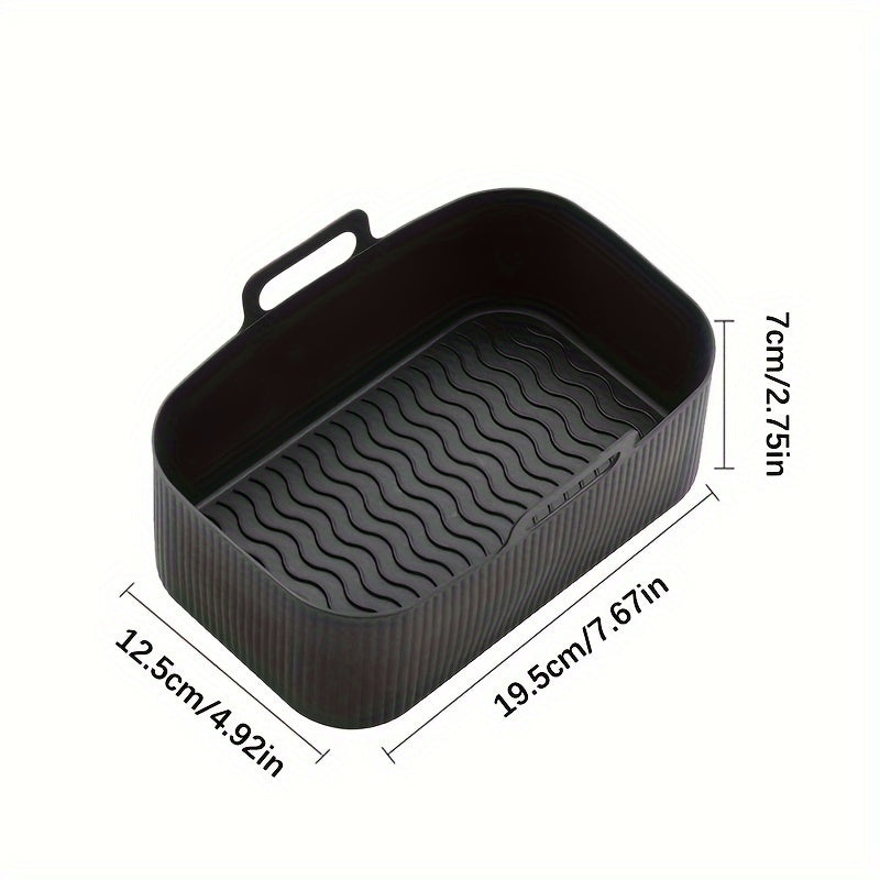 Set of 2 Rectangular Silicone Air Fryer Liners 19.5cm Reusable Baking Trays