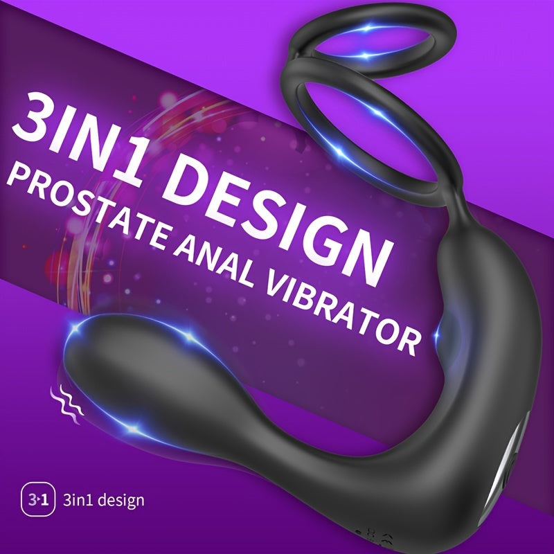 Erkaklar prostata massajeri, vibratsiyali aniling plagin va Cock ring bilan, 12 rejim