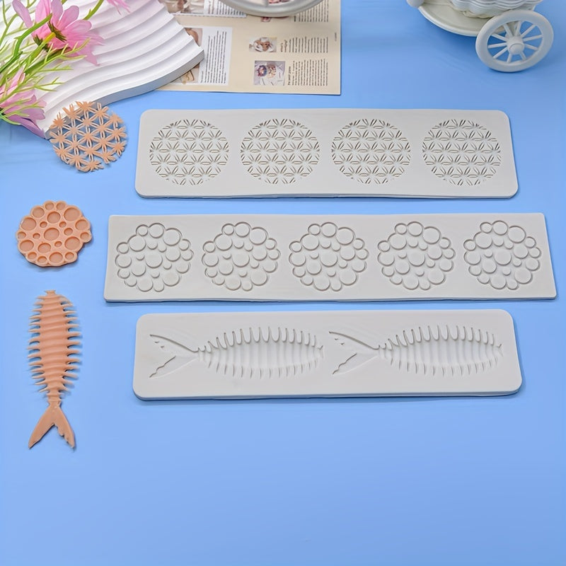Silicone Fish and Lace-Shaped Mold for Cake Decorations Baking and Dessert Making