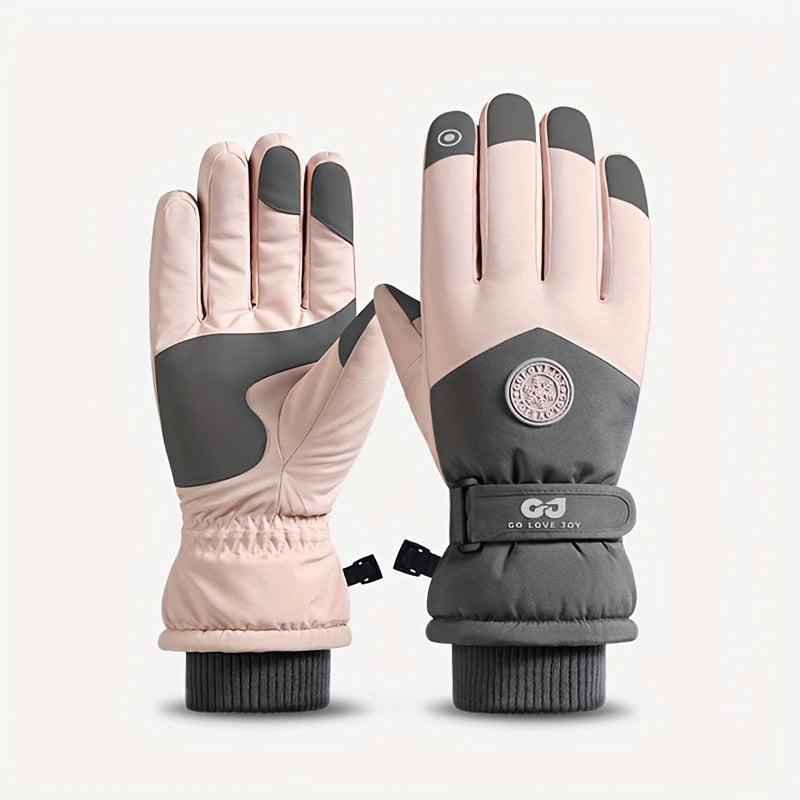 Unisex Ski Gloves Warm Touch Screen Non-Slip Adjustable Closure for Cold Weather