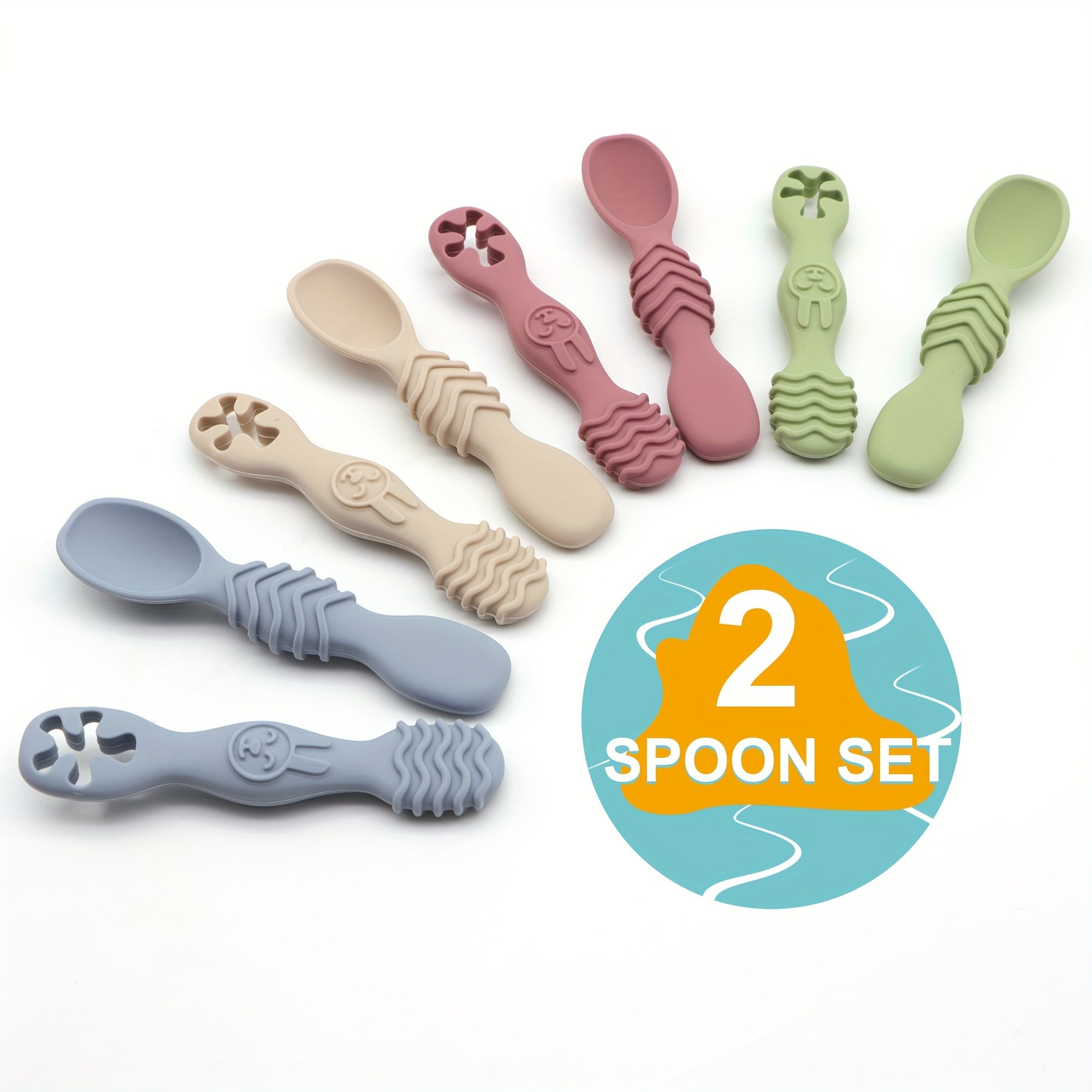 Children's Silicone Feeding Set 2-Piece Soft Spoon and Fork for Kids