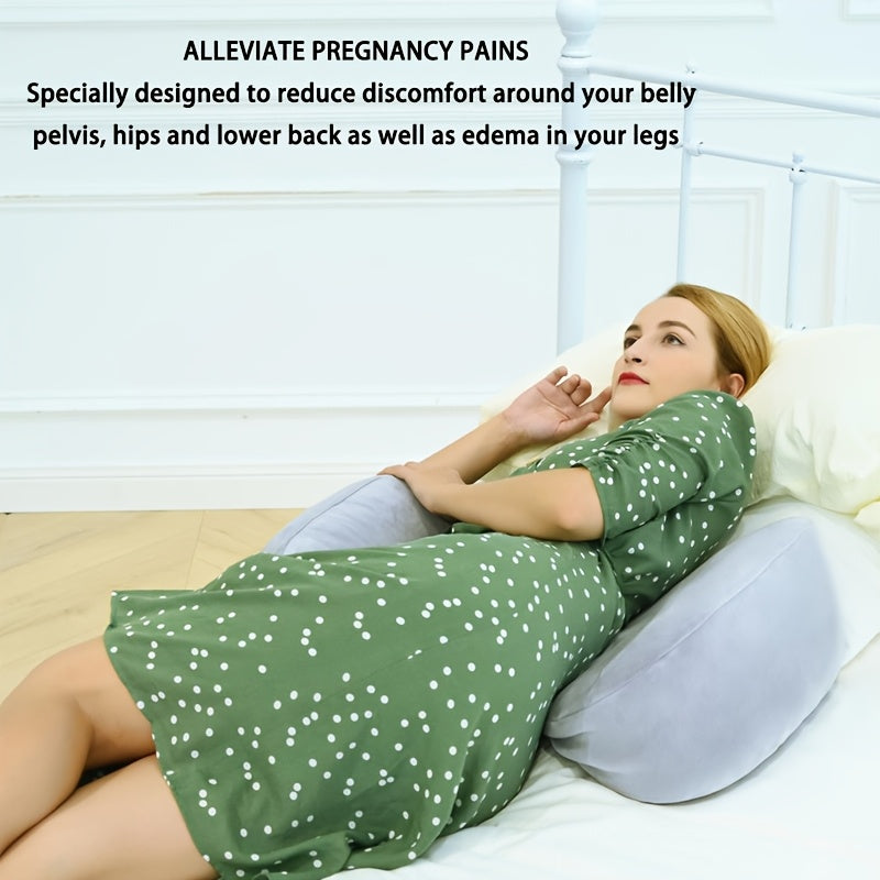 Almohada de embarazo en forma de C con funda de terciopelo removible, soporte ajustable para dormir de lado, cuerpo, barriga y espalda
