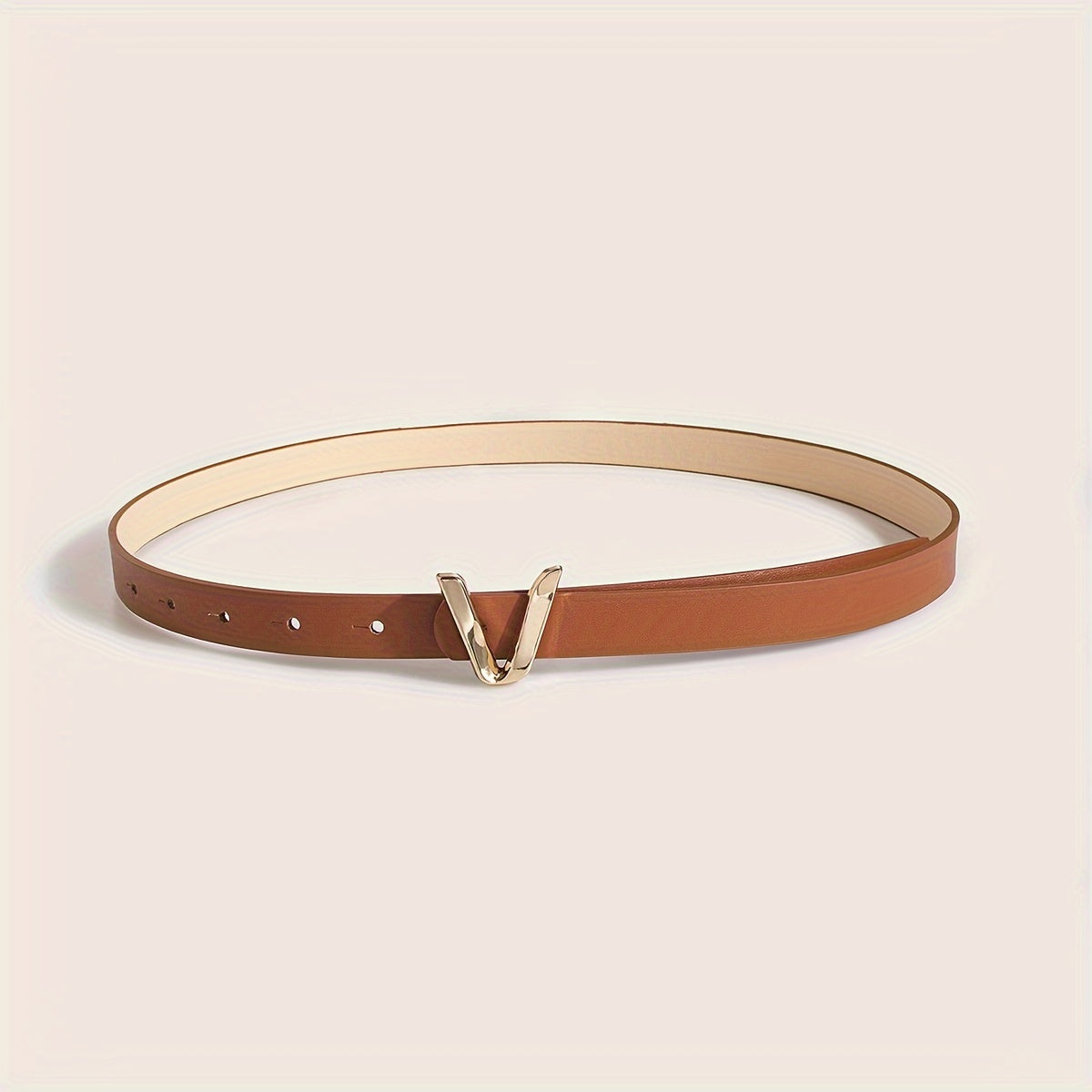 Women's Gold Belt with V-Shaped Buckle Minimalist Fashion Accessory