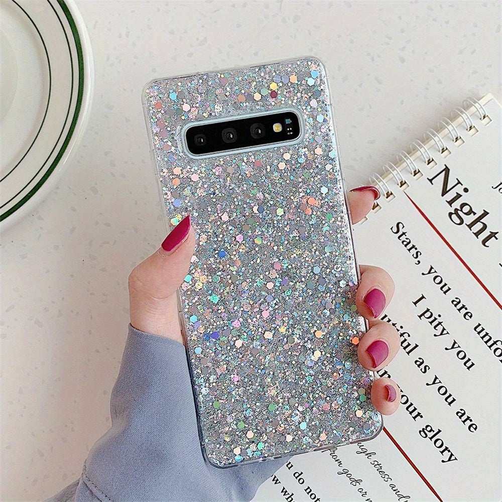 Rang-barang porloq glitter sequined TPU telefon qutisi Samsung Galaxy S10 S10 Plus uchun shokga chidamli tushishdan himoya