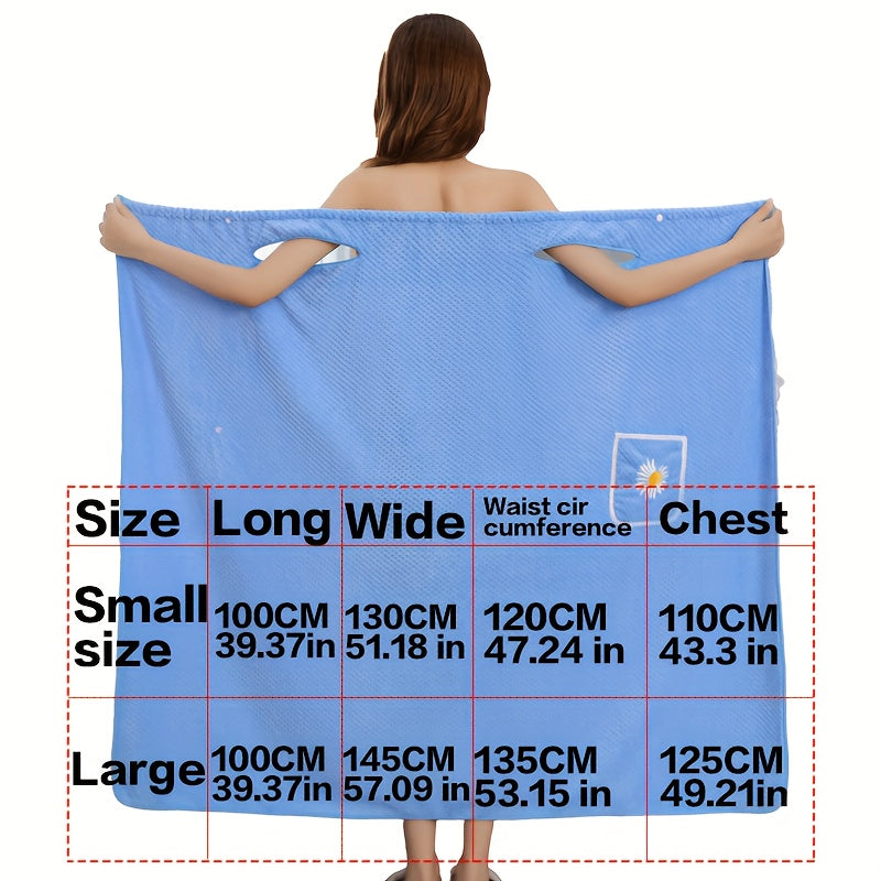 Long Soft Bath Towel for Women with Daisy Pattern Absorbent and Comfortable