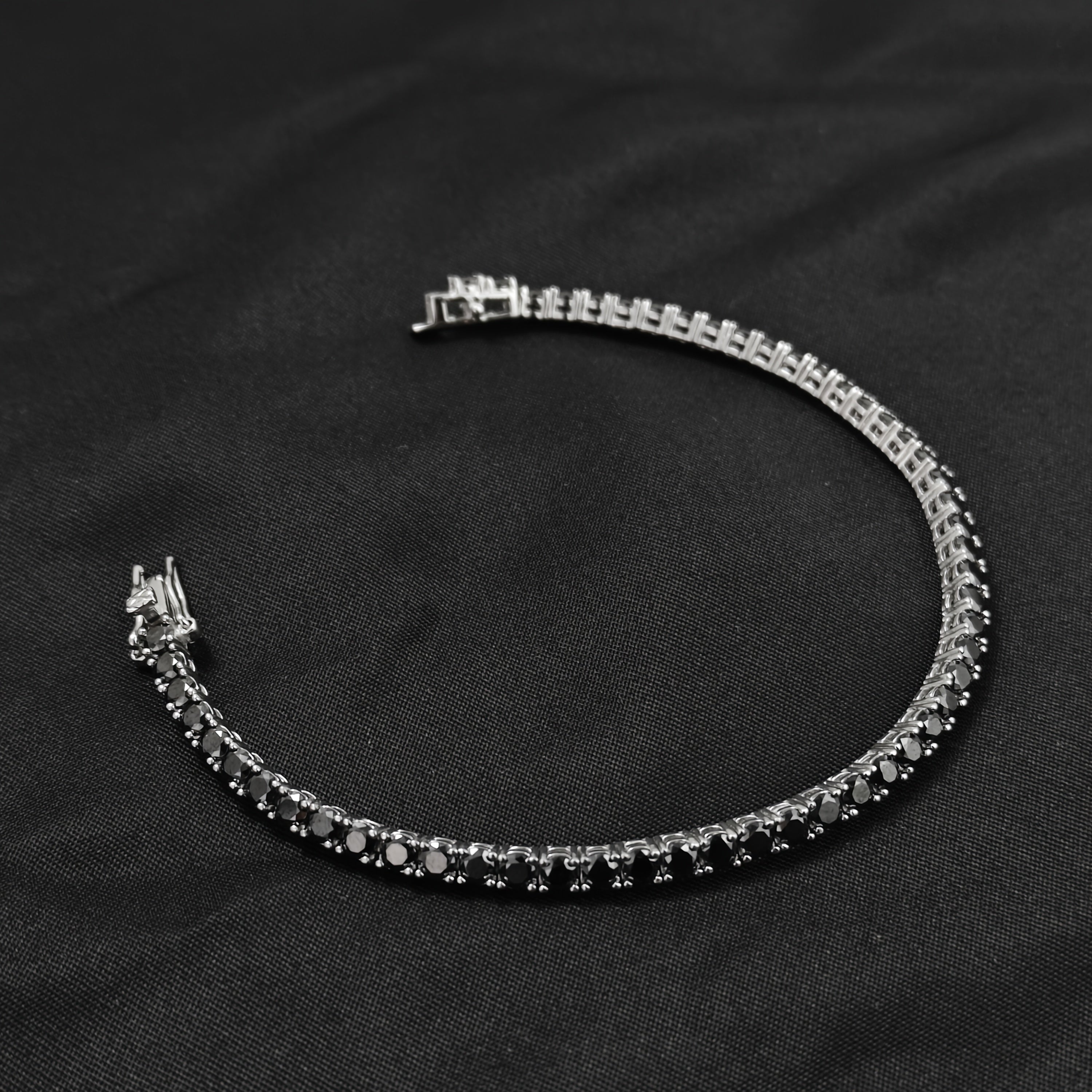 Silver Black Moissanite Bracelet for Women Fashion Jewelry Gift