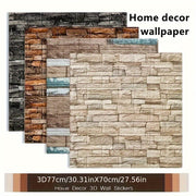 10pcs Self-Adhesive PVC 3D Brick Wall Stickers for Home Decor Bedroom Bathroom