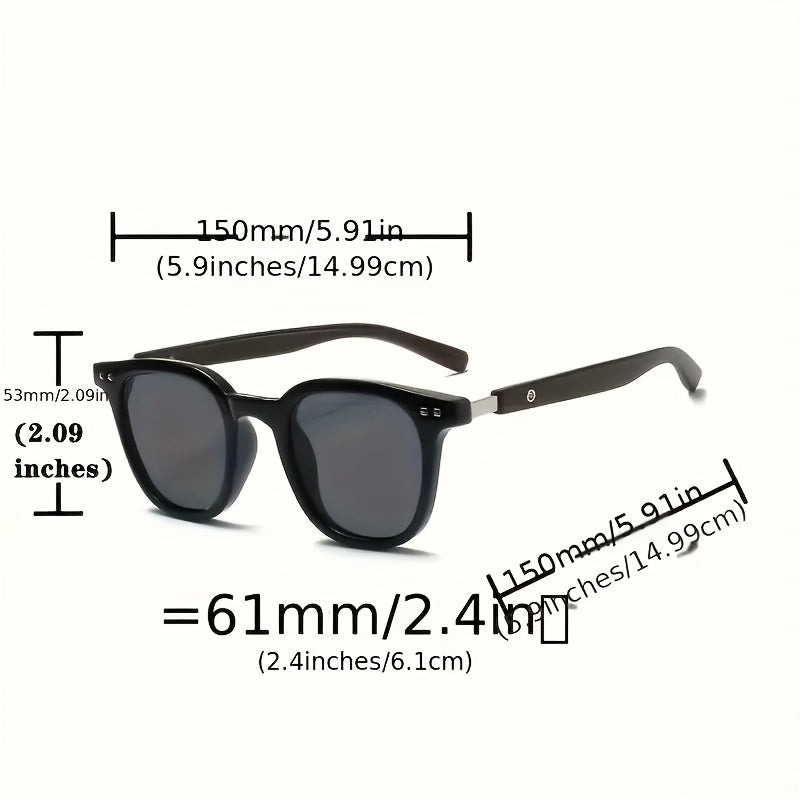 Unisex Vintage Square Glasses with Wood Grain Temples for Beach Travel