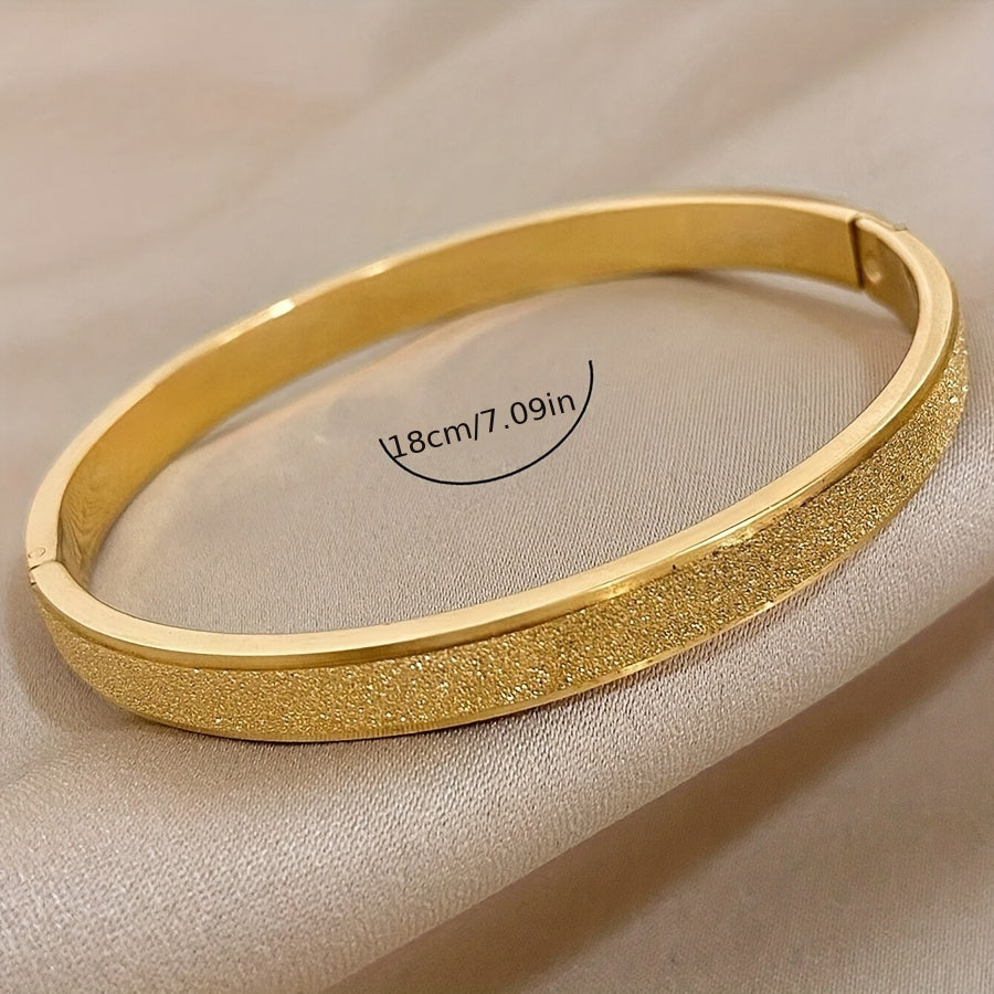 Frosted Stainless Steel Bangle Bracelet for Women Lightweight Jewelry Gift
