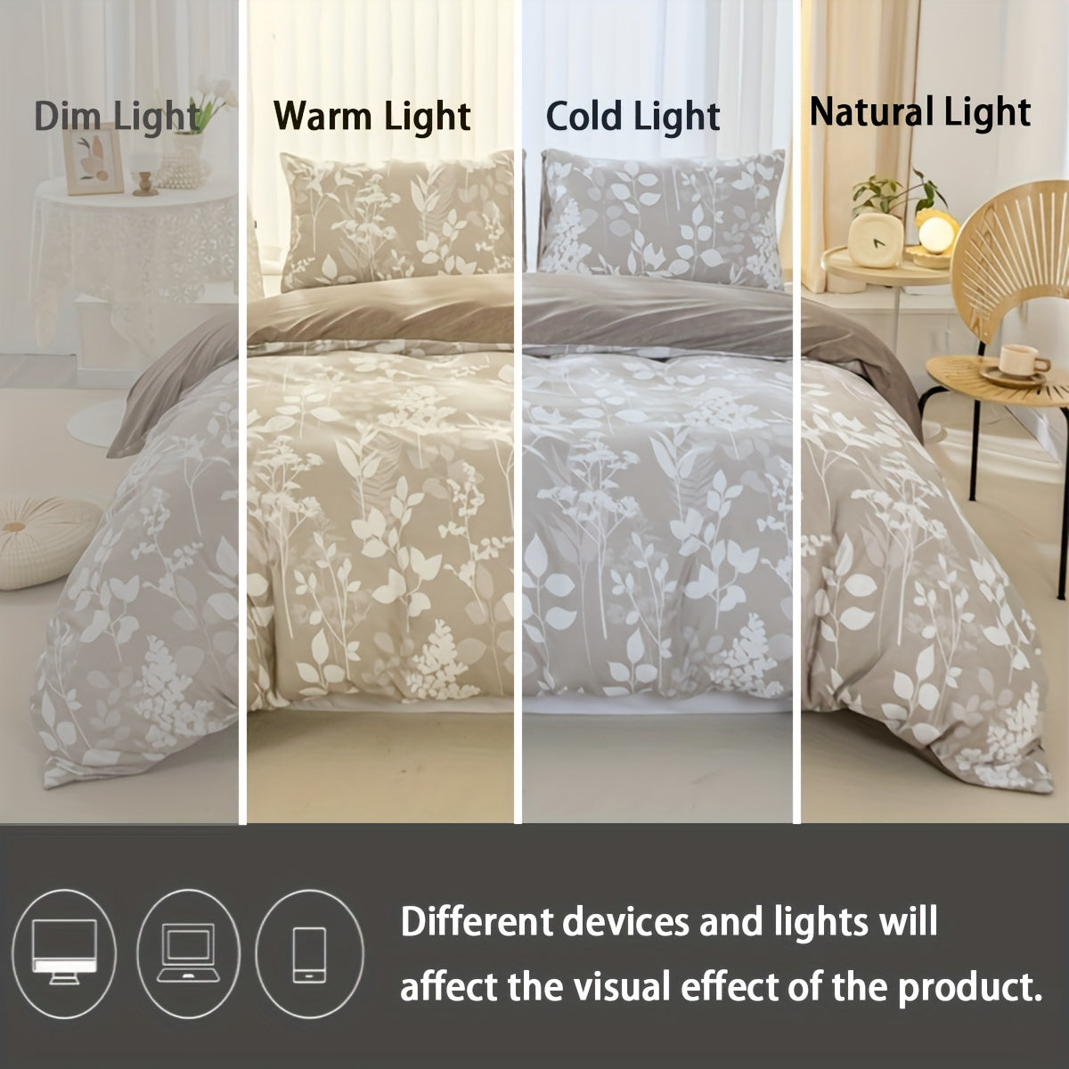 Breathable Multicolor Floral Duvet Cover Set with Pillowcases and Zipper Closure