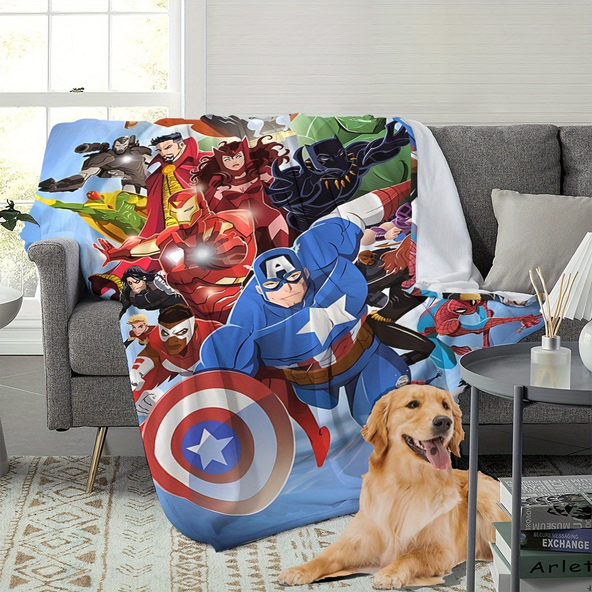 Superhero Throw Blanket for Kids and Adults Soft Cozy Lightweight Multicolor