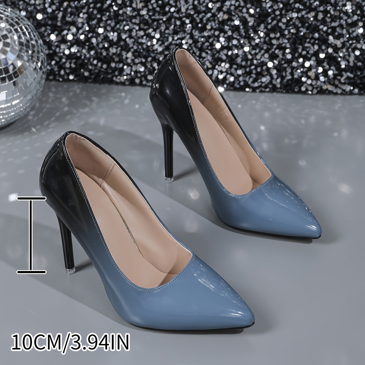 Women’s Gradient PU Stiletto Heels Pointed Toe Dress Shoes for Parties