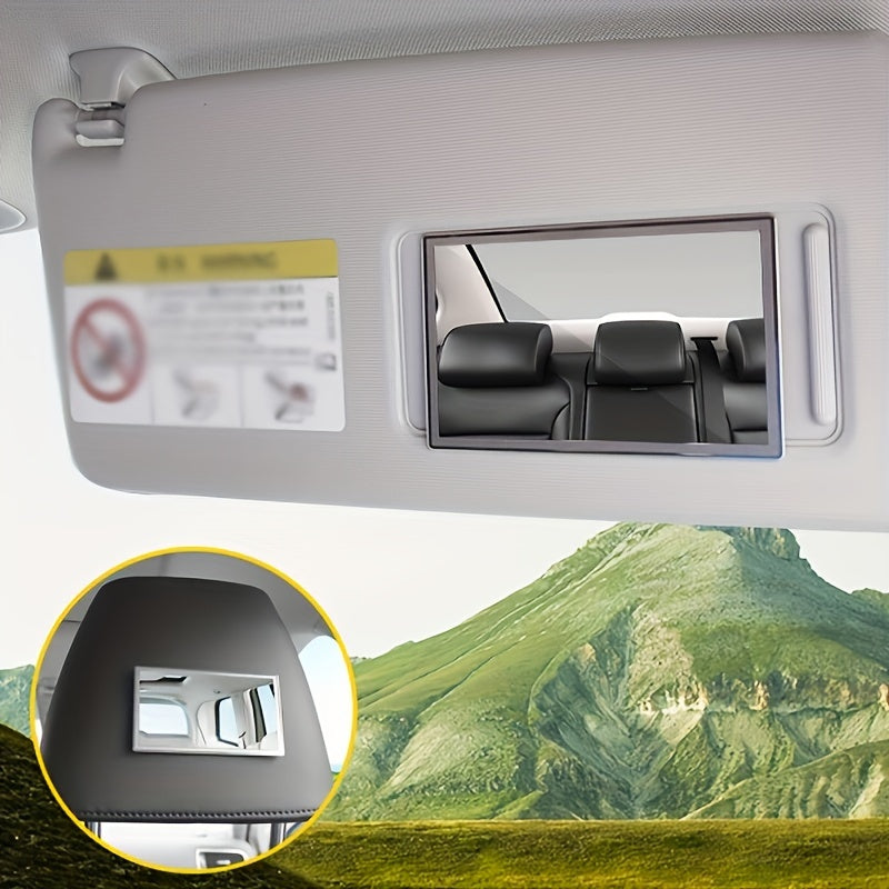 Universal zanglamaydigan po'latdan yasalgan avtomobil quyosh nuri ko'zoynaklari, makiyaj uchun ayna, to'rtburchak shaklidagi tekis linza