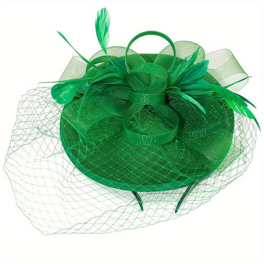 Women's Faux Feather Fascinator Hat with Veil for Parties and Special Occasions