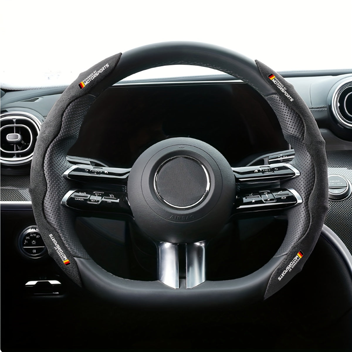 Fluffy Breathable Anti-Slip Steering Wheel Cover for 36-38cm Vehicles