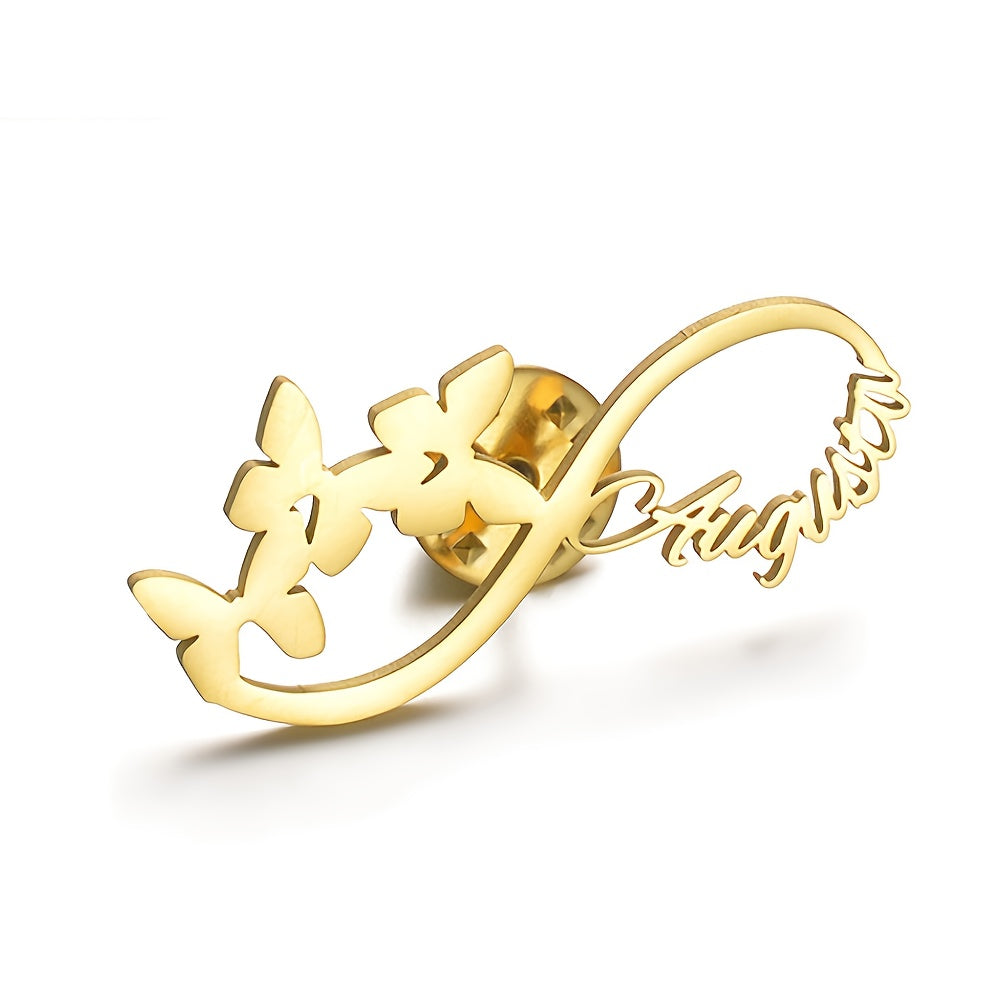 Ism bilan maxsus zanglamaydigan po'latdan yasalgan brosh - Bohem minimalistik zargarlik buyumlari tadbirlar va sovg'alar uchun