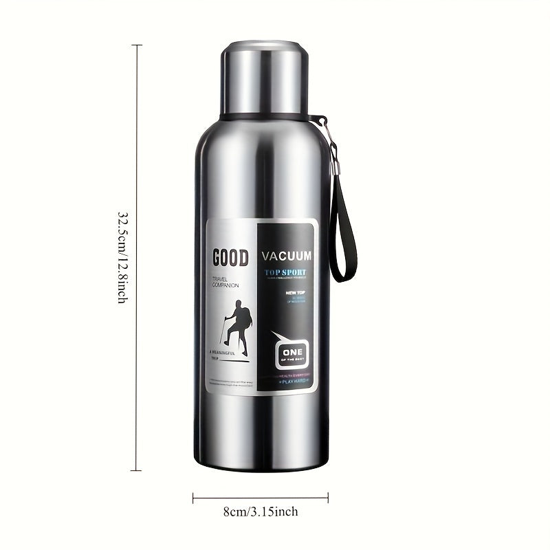 Large Capacity Stainless Steel Water Bottle Leak-Proof Reusable Travel-Friendly with Handle